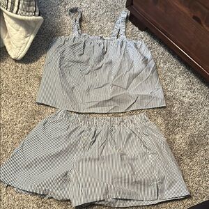 Abercrombie sleep set Striped Blue and White Two-Piece Set